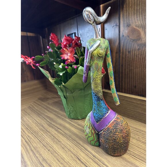 Set Of 3 Abstract Colorful Modern Art Sculptures With Silver Accents - Picture 9 of 13